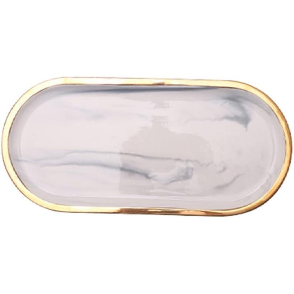 CHOOLD Chic Ceramic Marble Style Oval Dessert Plate Cake Plate Jewelry Dish Ring Dish Cosmetics Organizer Fruit Dish Home Decor Wedding Gift