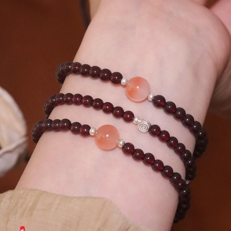 Hongyunweiwannan Pure Natural Crimson Agate Garnet Bracelet for Women Official Flagship Store Natural