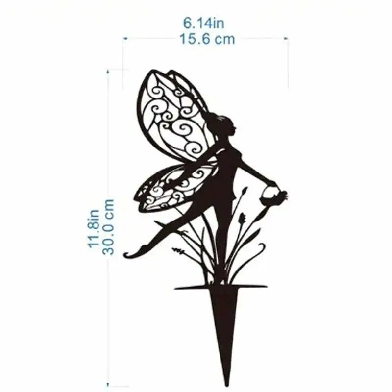 Flower Fairy Patio Sculpture Outdoor Garden Metal Iron Lawn Insert Metal Crafts Outdoor Garden Decoration