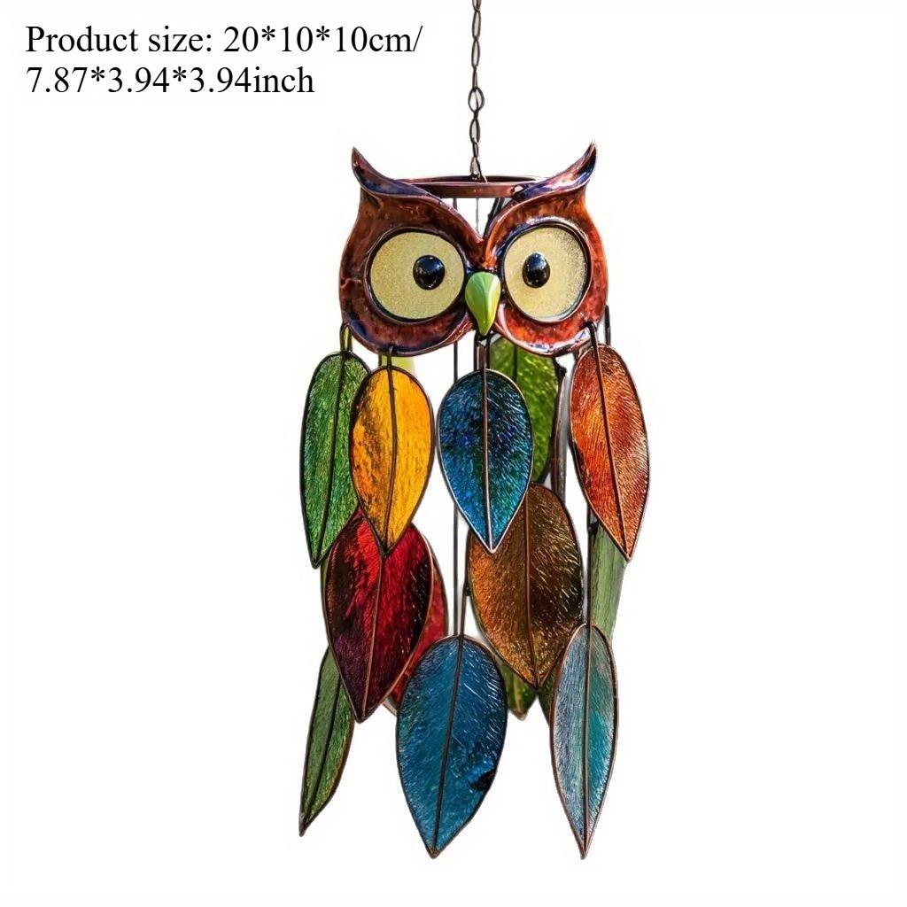 1PC Stained Owl Hangings Colorful Owl Sun Catcher Scene Pendant Home Living Room Decorations