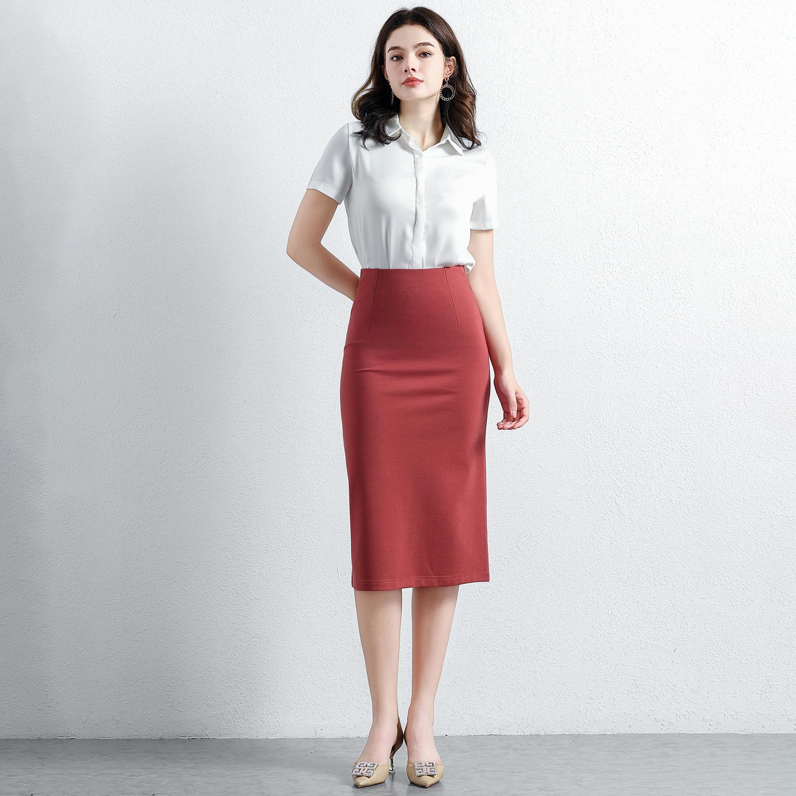 Женская офисная юбка миди, юбка-карандаш, высокая посадка, эффект похудения, черная профессиональная юбка, женская эластичная юбка S