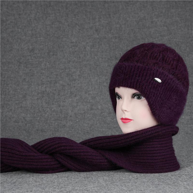 Women's winter hats for the elderly with thick fleece and warm ear protection rabbit wool hats for cold-proof cotton hats