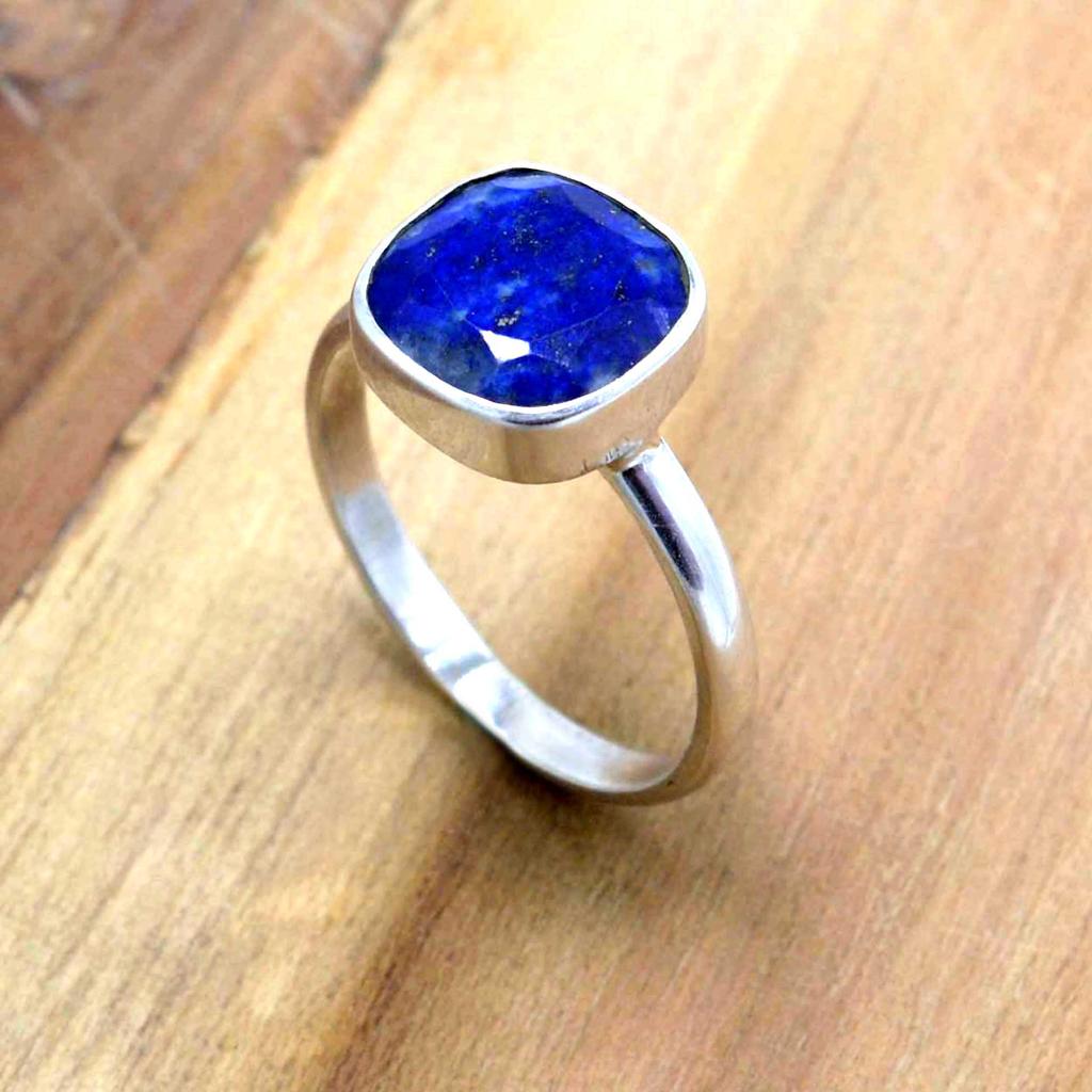 Lapis Lazuli 925 Sterling Silver Ring, Natural Gemstone Handmade Women Statement Ring