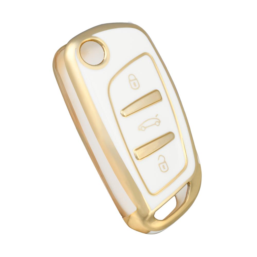 

For Citroen C2 C3 C4 C5 C6 C8 DS4 for Peugeot 107 207 306 307 407 308 607 New TPU Car Flip Key Case Cover Shell Fob біле золото кольору