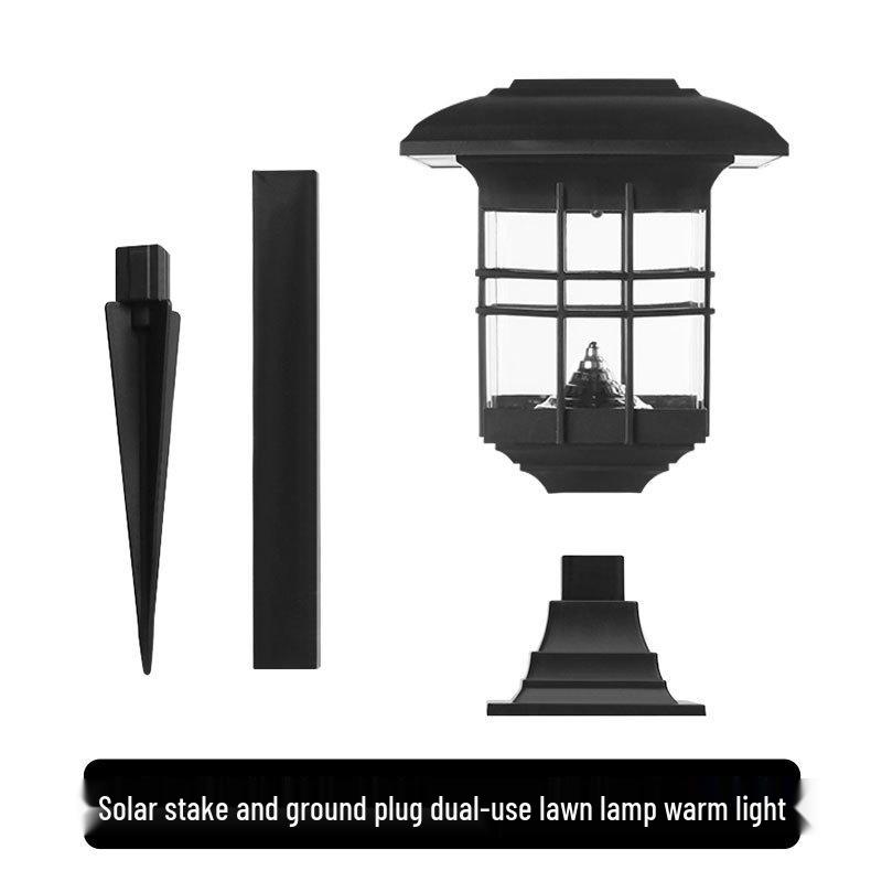 Antique Solar Garden Lamp: 5LED Lawn Stake Light Outdoor Decorative Lantern