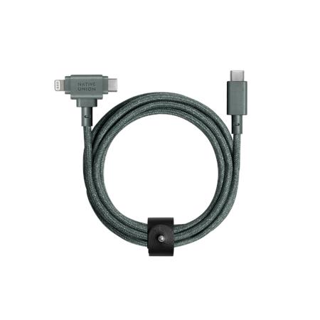 Native Union Belt Cable Duo - Usb-C - Usb-C / Lightning Cable, 1.5 (Slate Green)