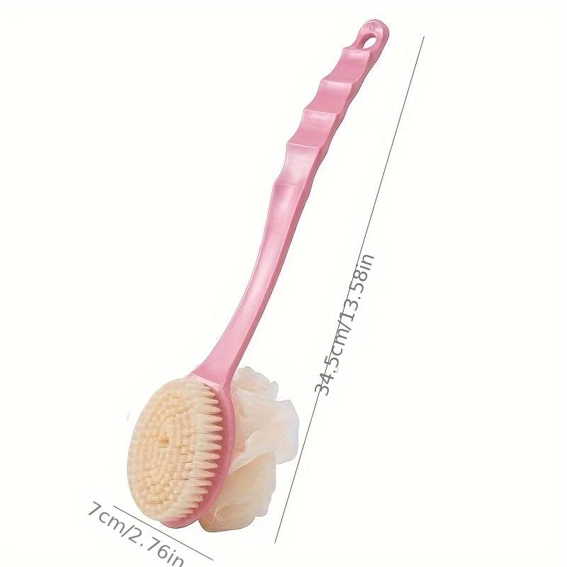2-in-1 Bath Soft Brush Long Handle Shower Body Brush Back Scrubber Anti Slip with Hanging Hole for Body Bathroom Shower Cleaning