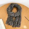 Women Scarf Solid Color Pleated Design Versatile Long Scarf Retro Style Versatile Comfortable Cotton Linen Shawl