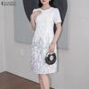 ZANZEA Women Casual Round Neck Short Sleeve Floral Dress