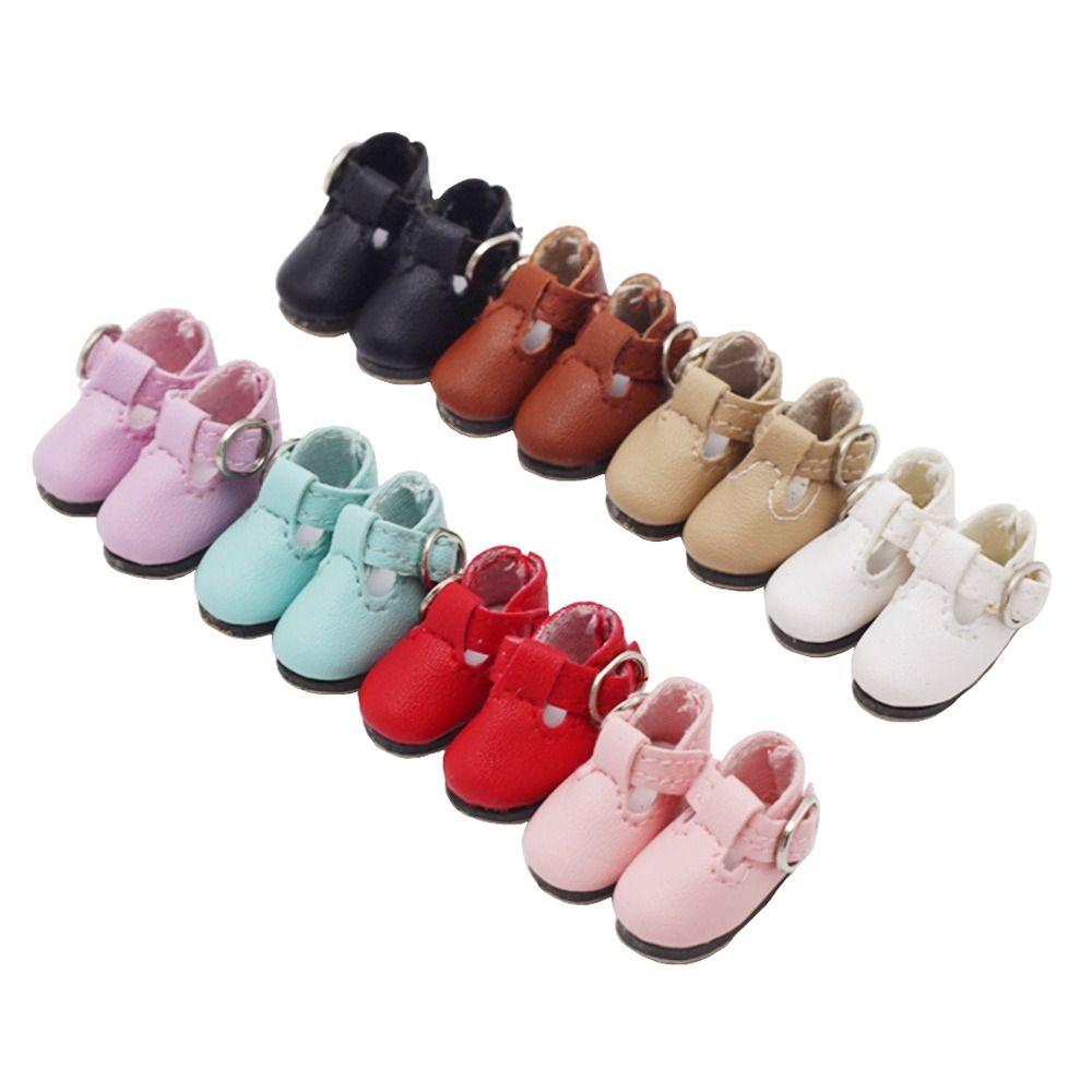 2.8cm * 1.2cm BJD Doll Shoes Mini Size T-shaped Button Doll Princess Shoes PU Leather Fashion Design Doll Boots Blythes Doll