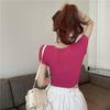 Women's Summer 2025 Knitted Short-Sleeve T-Shirt - New Design with Sweet and Spicy Style, Square Neck, Pure Charm Top.