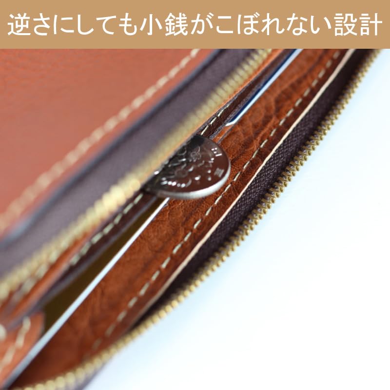 Artigianoworks Long Wallet for Men and Women, Round Zipper, Cowhide Leather, Himeji Leather, Made by YKK, Large Capacity, Card Storage, Red, Aw-05ns