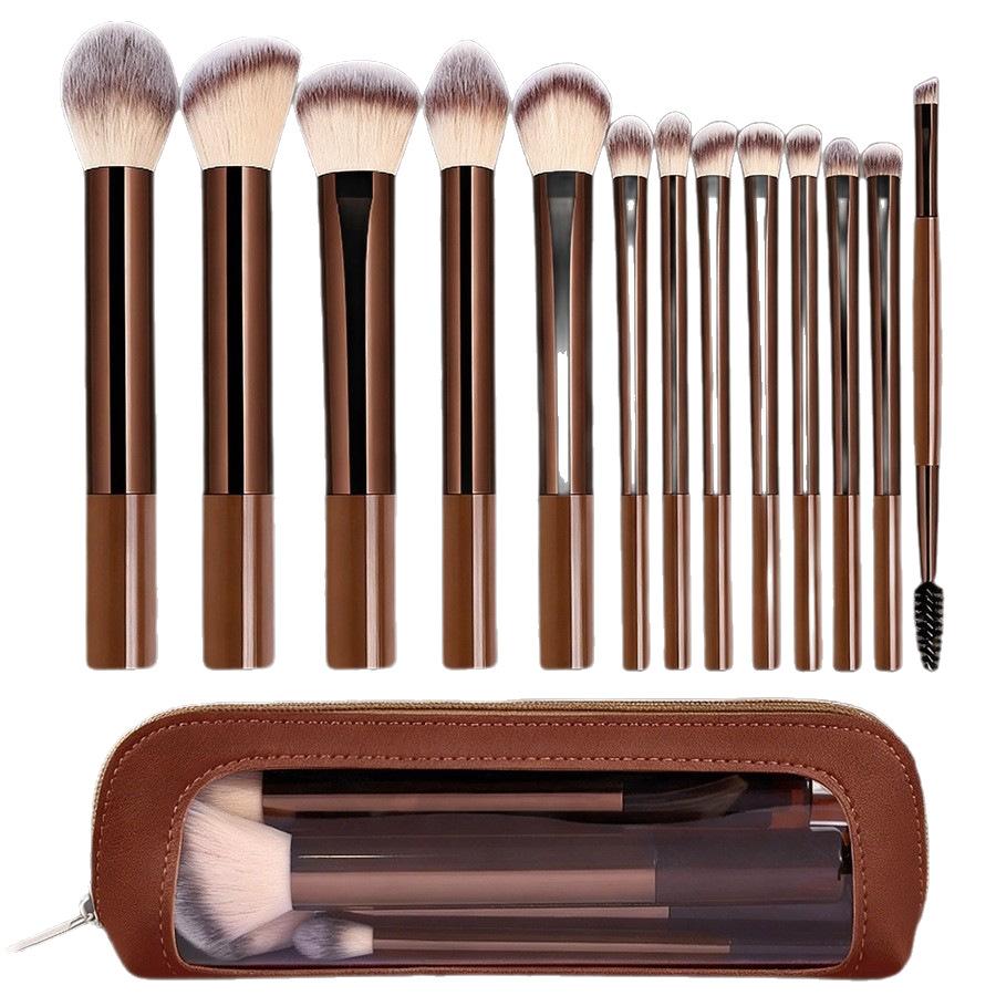 13 Aluminum Tube Makeup Brush Set, Basic Brush, Eye Mix Brush, Highlight Brush, Makeup Brush Included, with Bag.