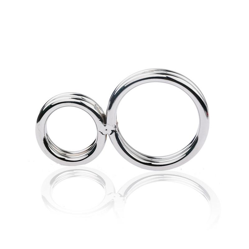 Stainless Steel Penis Cock Rings Testis Restraints Ball Scrotum Stretcher Male Delay Ejaculation Adult Sex Toys for Men Erection