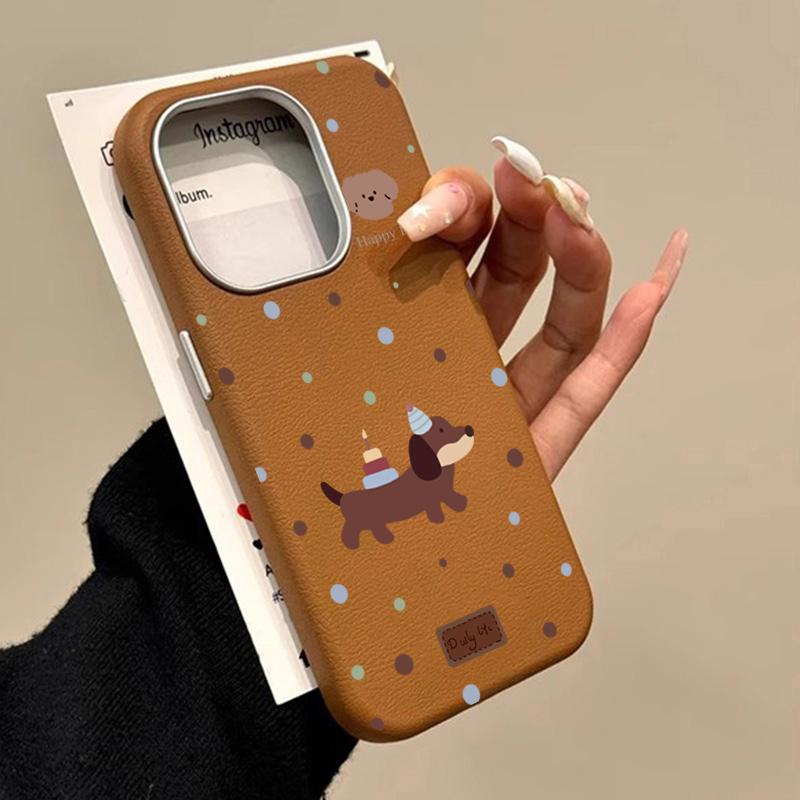 Ins Vintage Dachshund Black Stripe Polka Dot Print Phone Case For iPhone 11 12 13 14 15 16 Pro Max XS X XR 7 8 16 Plus 16E Cover