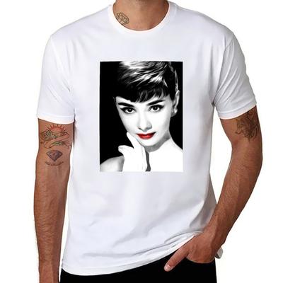 Audrey Hepburn Lips Tshirt Basic Short Sleeve Cotton Blend Tshirt