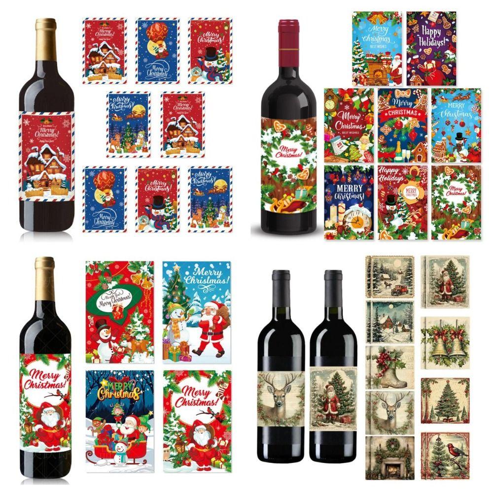 

Snow Man Christmas Wine Bottle Sticker Wine Bottle Cover Christmas Party Decor