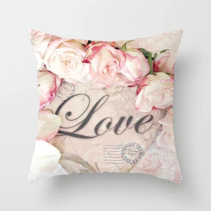 Flower Pattern Decorative Sofa Cushion Cover Pillow Pillowcase Throw Pillows Home Decor Pillowcove Pink 40x40cm 50x50 45x45