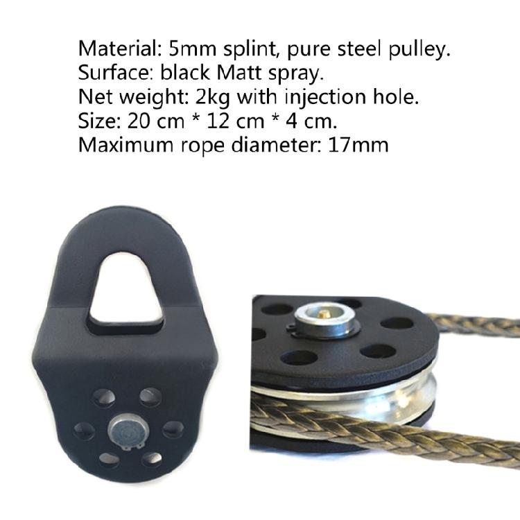 High Strength 10Ton Snatch Pulley Block Nylon Roller for 17MM Max Rope Diameter