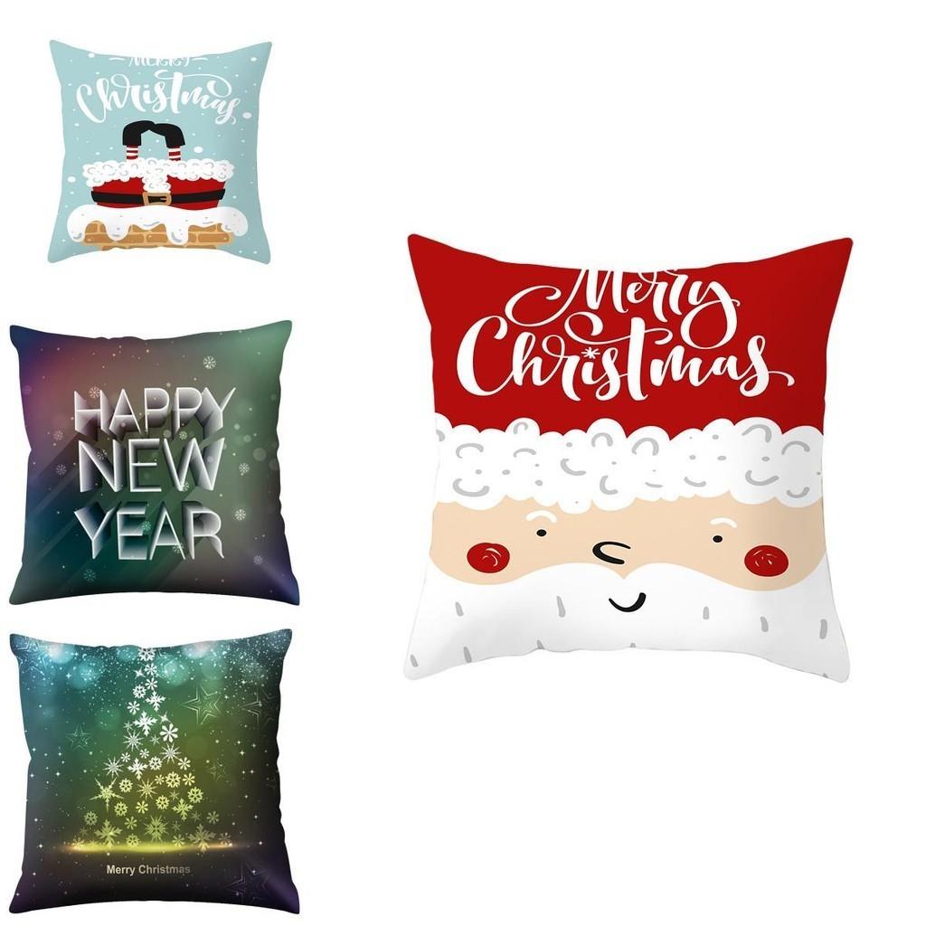 Polyester Peach Skin Christmas Cushion Cover 18" For Sofa Decor**