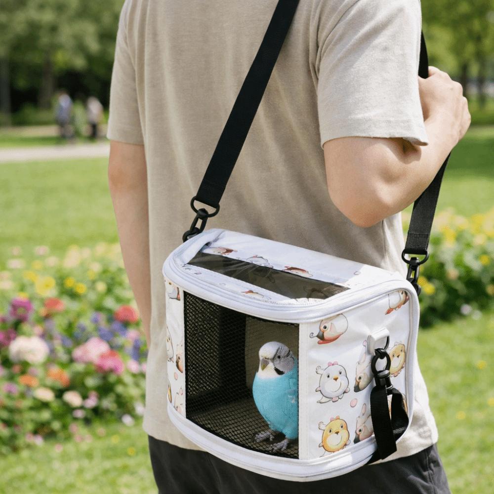 Large Space Parrot Outdoor Bag Breathable Adjustable Straps Pet Travel Bag Cartoon Pattern Bird Outing Cage Vet Visit