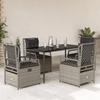 VidaXL Garden Dining Set and Cushions 5 Pcs Light Grey Rattan 3263029