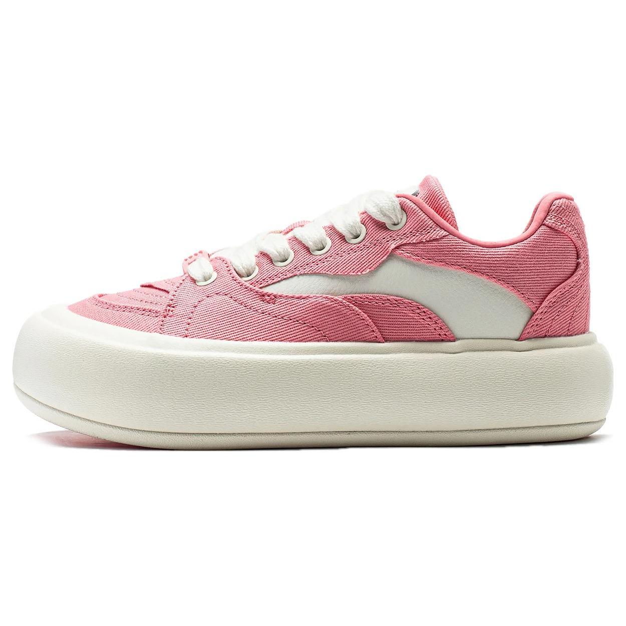

New LiNing Puff Platform Anti Slip Wear Resistant Low Top Casual Shoes Women s Pink White AZGT026-9 35.5