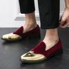 New Britain Gentleman Royal Pointed Velvet Brogue Leather Shoes For Men Fashion Designer Casual Loafers Formal Dress Footwear