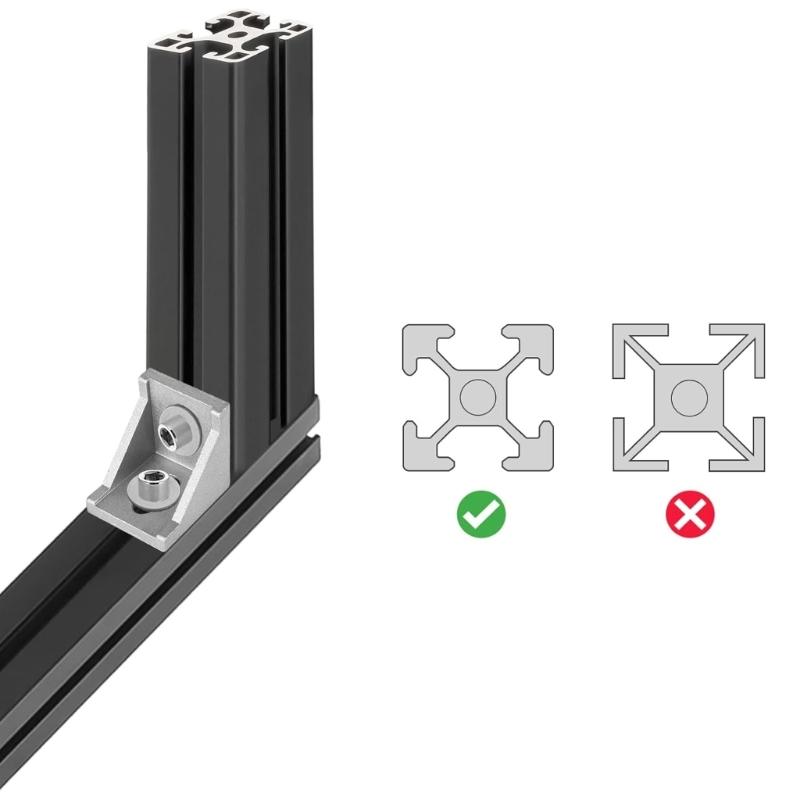 Resilient Metal Profile Fasteners 90 Degree Connection Supports For 3D Printer Structures Cabinet Strengthening  Building