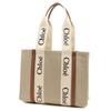 Chloe Woody Medium Tote A4 Size Compatible Bag, Beige/Brown, Women's, CHC22AS383I26, 90U, [Used]