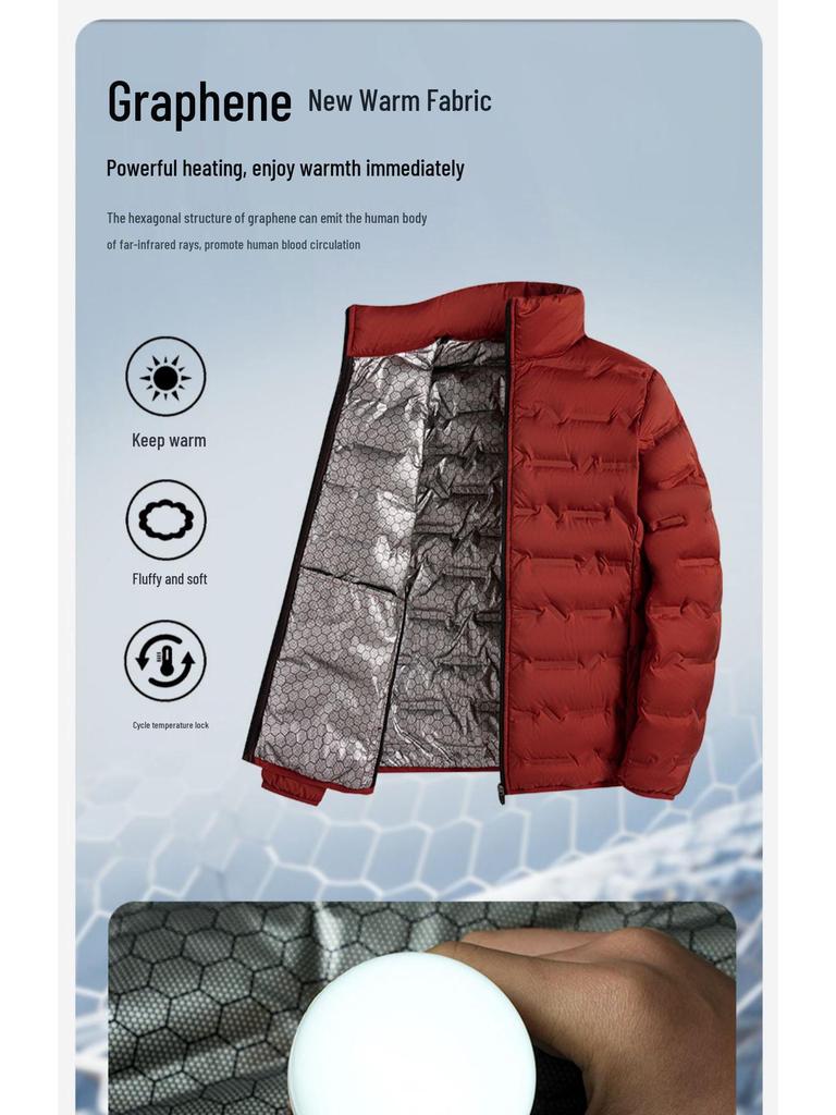 Graphene Lightweight Down Jacket with Stand-Up Collar – Men’s & Women's Autumn/Winter 80% White Duck Down Coat.
