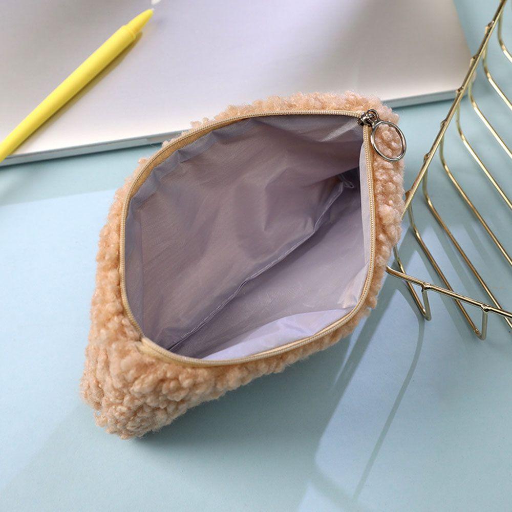 Large Capacity Stationery Organizer Plush Pencil Case Cute Cosmetics Pouch