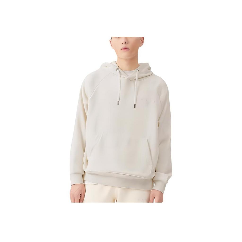 Li-Ning Wade Series Alphabet Pattern Plus Velvet Loose Pullover Hoodie Winter Unisex Tops White AWDS115-6