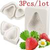 3 Pcs Strawberry Shape Chocolate DIY Sugar Craft Pastry Making Candy Clay Kitchen Silicone Mold Cake Decor