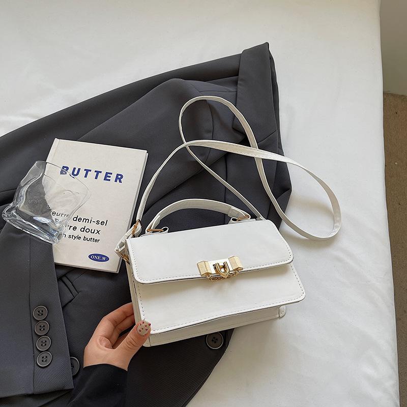 Retro Solid Color Small Square Bag, Fashionable, Simple Texture, Large Capacity, Foreign Style Shoulder Messenger Bag