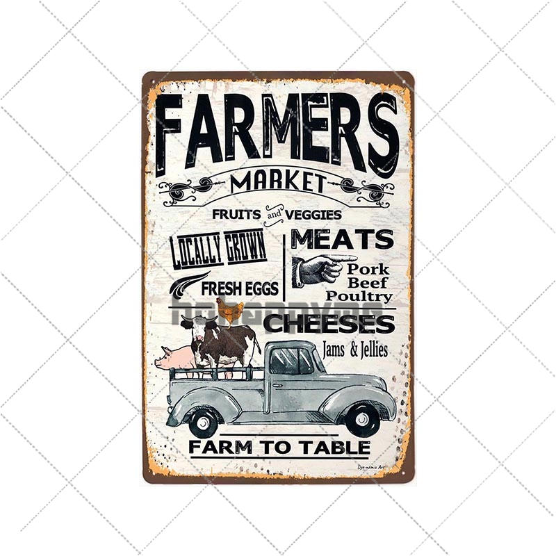 Farm Fresh Tin Sign Plaque Metal Vintage Farmhouse Decor Retro House Decoration Wall Poster 20x30 Cm