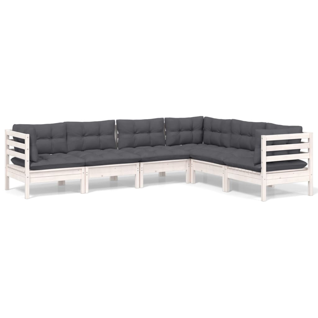 Vidaxl 6-Cz. Garden Lounge Set, With Cushions, White