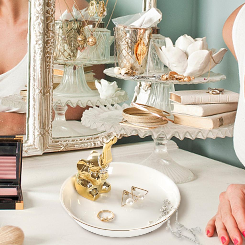 Nordic Ceramic Jewelry Tray Organizer Necklace Ring Display Plate Creative Decorative Crafts Cactus Antlers Holder Desktop Dish