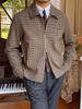 Men's Retro Houndstooth Zipper Jacket - Autumn/Winter Casual Waist-Cinching Lapel Design