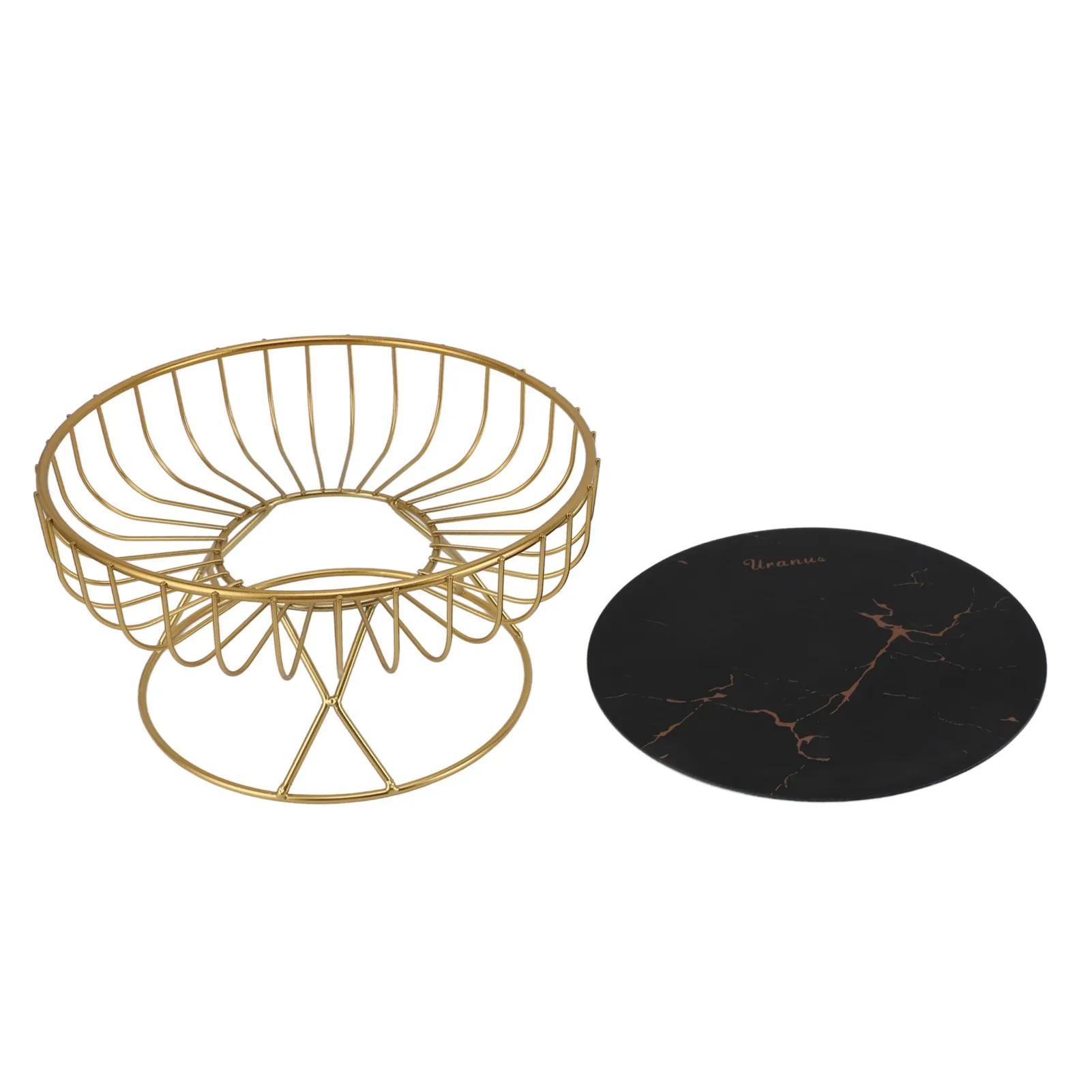 Металлическая фруктовница Металлическая подставка для фруктов Круглая корзина для фруктов Большая вместимость Полая металлическая подставка для фруктов для десертов, закусок, хлеба серебряный