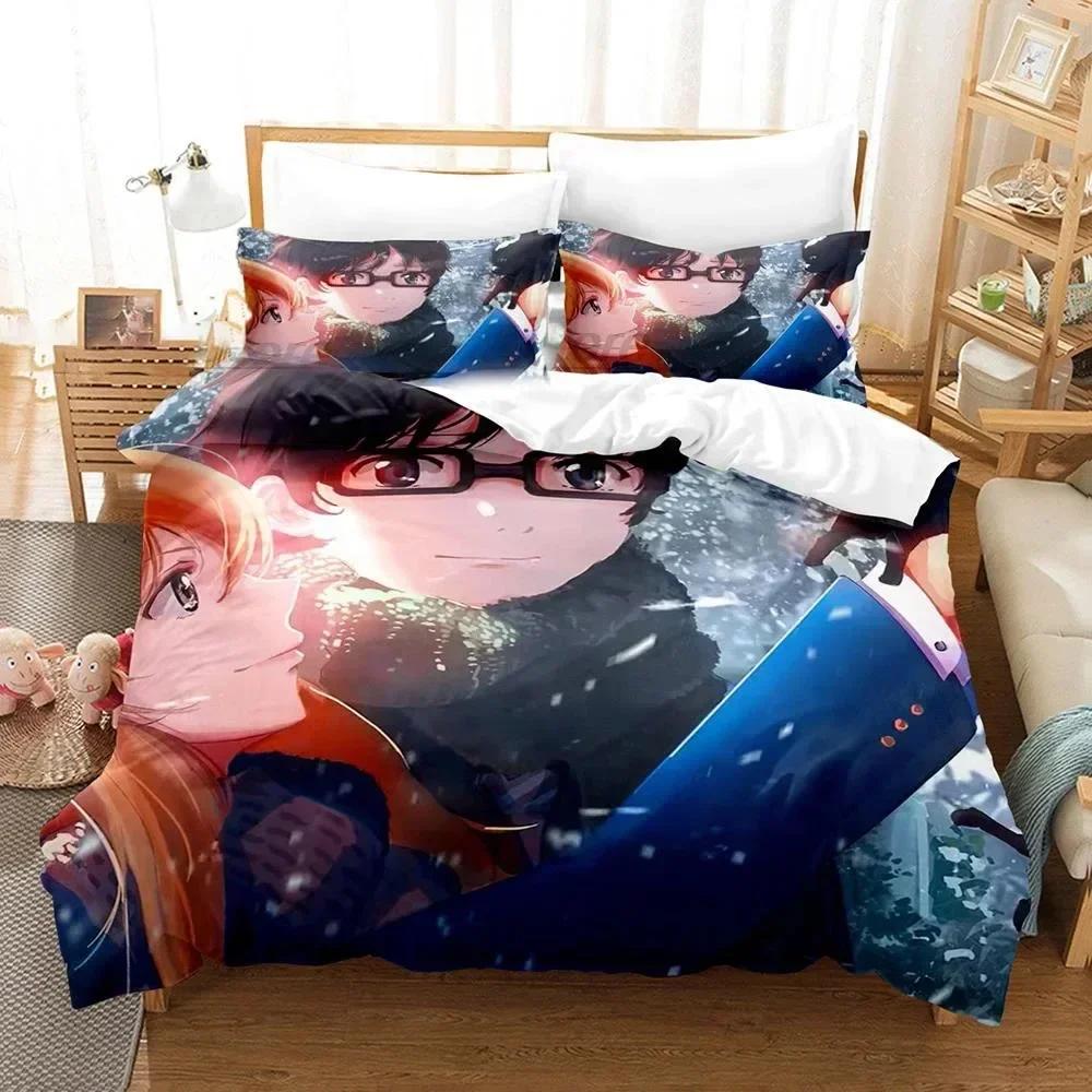 3D Anime Your Lie In April Kaori Miyazono Bedding Set Duvet Cover Printed Pillowcase Bed Full Queen King Size Comforter Bedroom