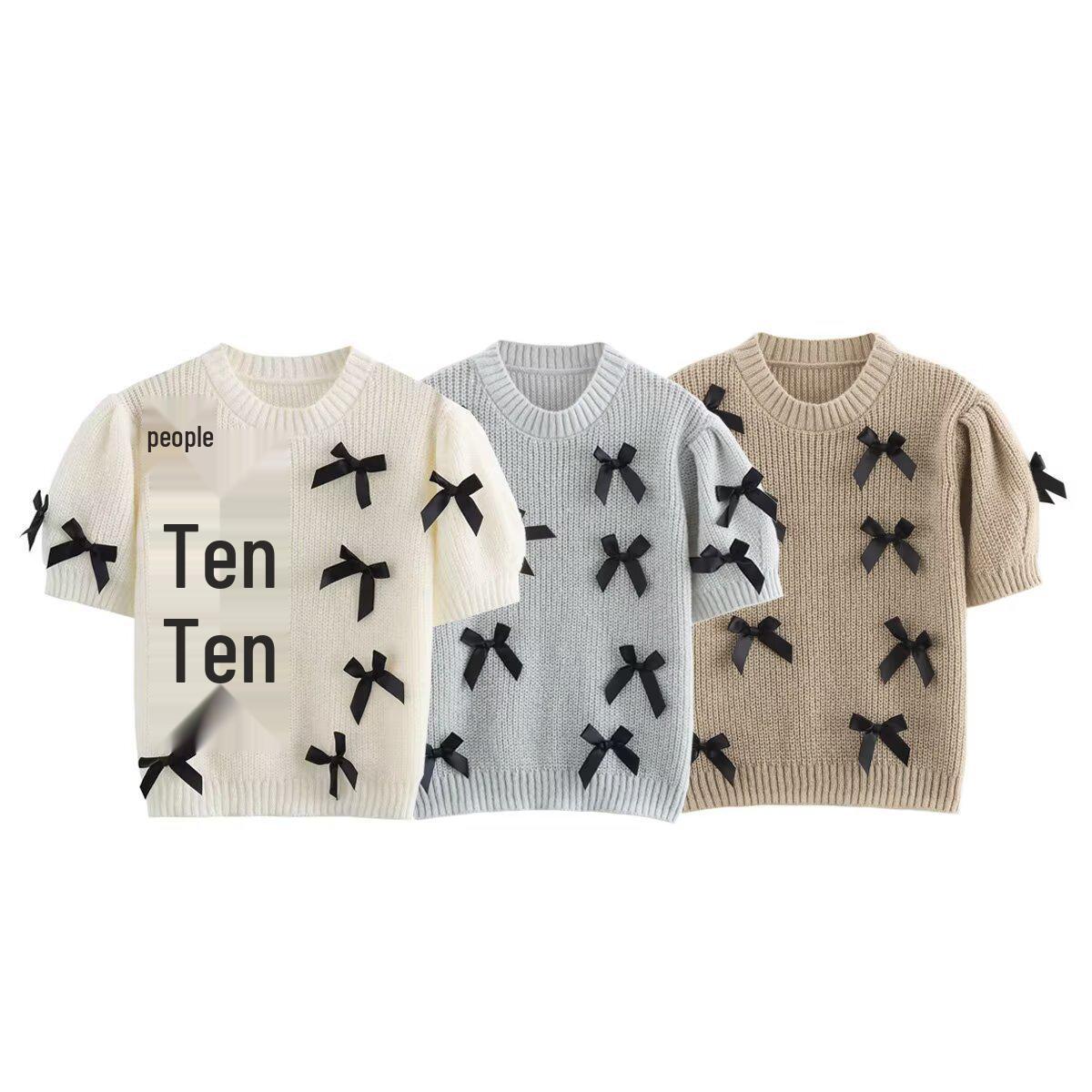 

2025 Spring Women s Slim Fit Knitted Sweater with Bow Detail M сірий колір