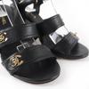 Great CHANEL Sandals COCO Mark Turnlock Sandals In Leather Black 35.5 G37387 Used