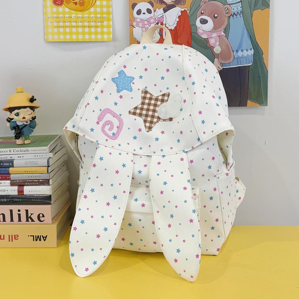 School Bag New Polka Dot Bunny Ear Backpack Casual Fresh Cute Backpack for Middle and High School Girls Backpack