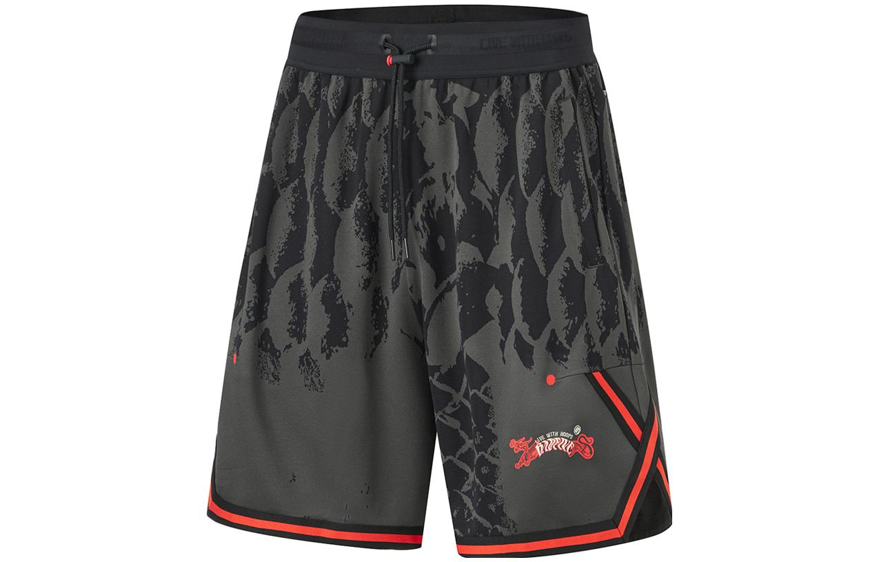 Li Ning Badfive Basketball Shorts Men s Black Jacquard AAPU011-1 M