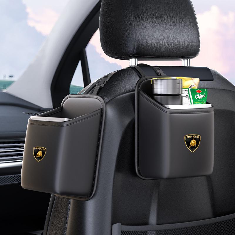 Car LOGO Sticker Seat Back Storage Case Hanging Bag Trash Can Bin For New Bentley Flying Spur Continental GT Bentayga Mulsanne CL5