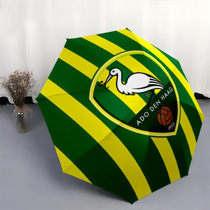 Stork, Football Automatic Folding Umbrella 8 Ribs, Durable Iron Frame, Bright Color Pattern Compact Travel Umbrella, Suitable for Outdoor,