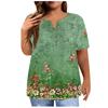 Camisa de manga corta para mujer, con botones, talla grande, camiseta informal con estampado de flores