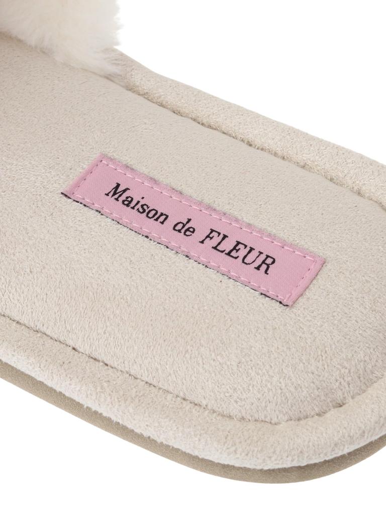 de Apparel Ribbon Pearl Fur Room Shoes for Ivory [Maison Fleur] Women,