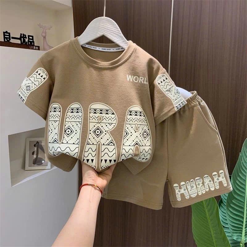 Летняя детская одежда с коротким рукавом + шорты в спортивном стиле модный комплект 150